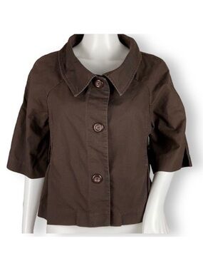 Tex by Max Azria Brown Cropped Blazer Jacket Size Medium
